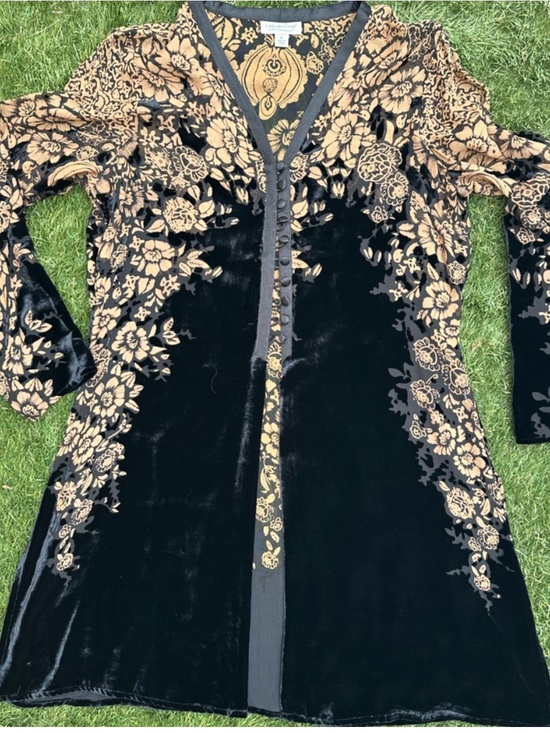 Coldwater Creek Tops - Vintage Y2K WhimsyGoth Fairy Floral Velvet Silk Burnout Kimono Cardigan Medium